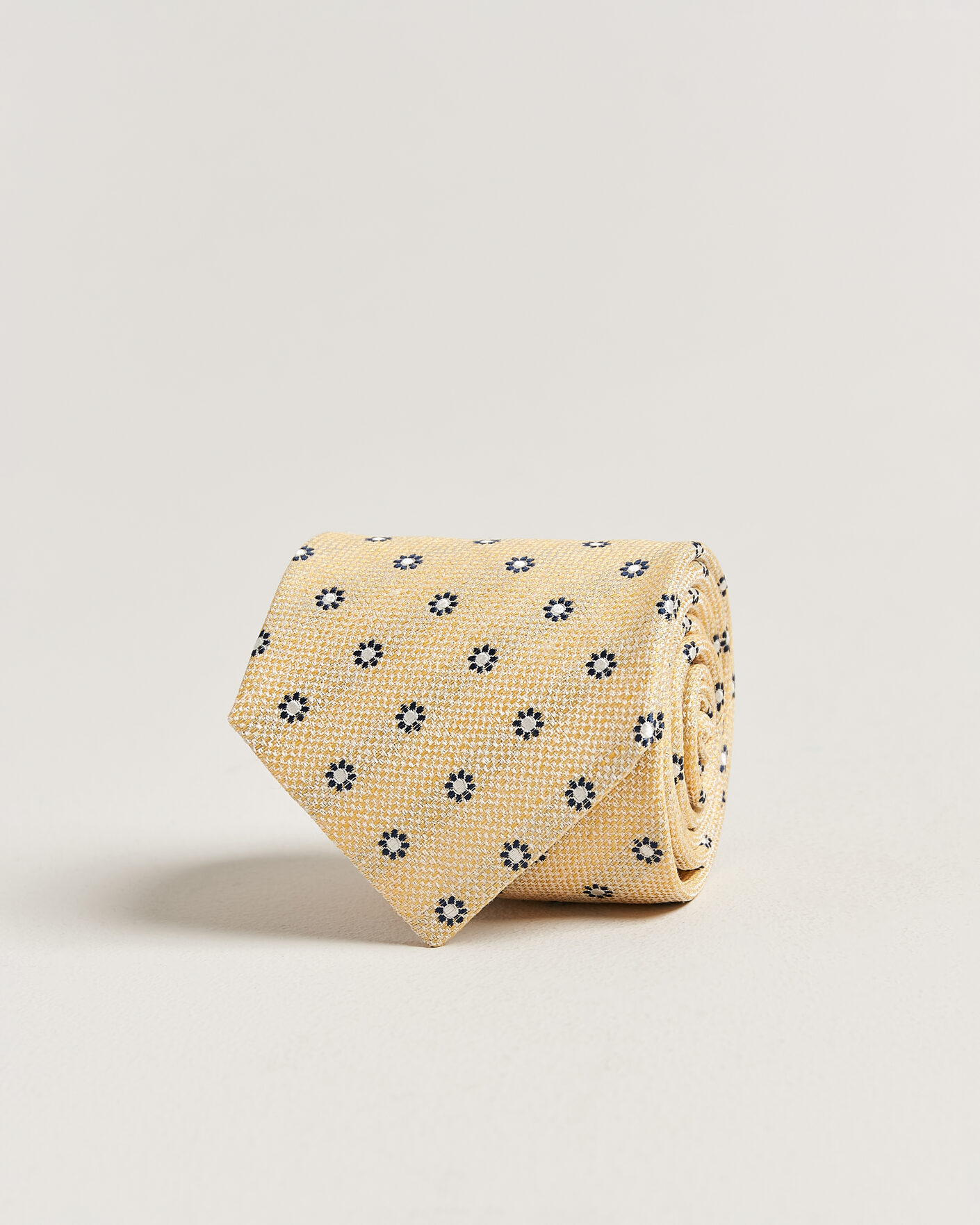 Mies | Solmiot | Amanda Christensen | Silk/Linen 8cm Flower Tie Yellow