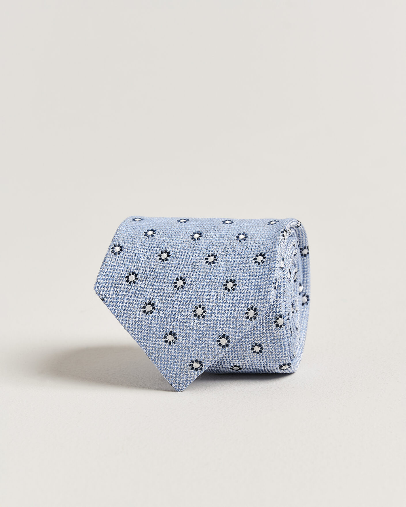 Mies | Solmiot | Amanda Christensen | Silk/Linen 8cm Flower Tie Blue