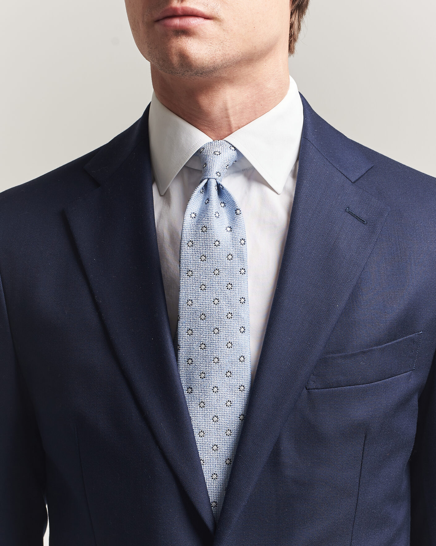 Mies | Solmiot | Amanda Christensen | Silk/Linen 8cm Flower Tie Blue