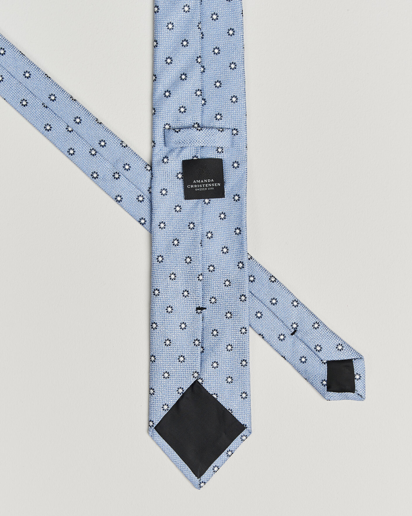 Mies | Solmiot | Amanda Christensen | Silk/Linen 8cm Flower Tie Blue