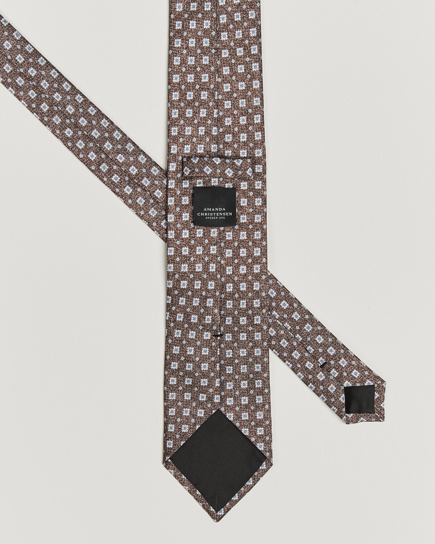 Mies | Solmiot | Amanda Christensen | Silk Oxford 8cm Flower Tie Brown