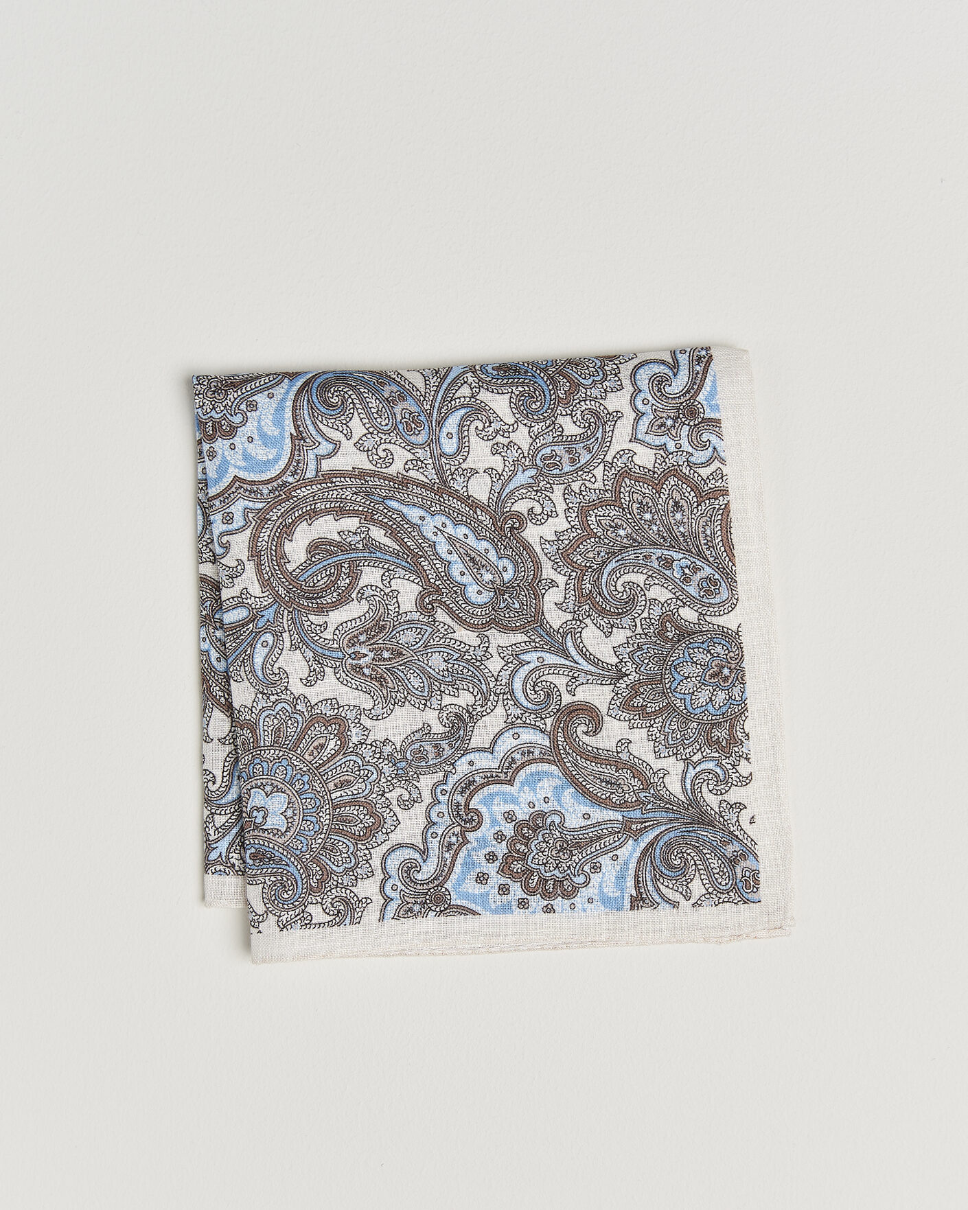Mies | Taskuliinat | Amanda Christensen | Linen Large Paisley Pocket Square Cream