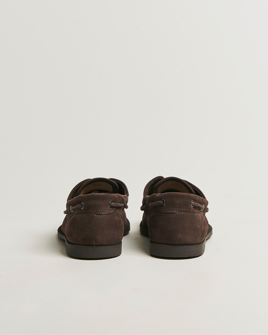 Mies | Purjehduskengät | John Lobb | Foil Boat Shoes Dark Brown Nubuck