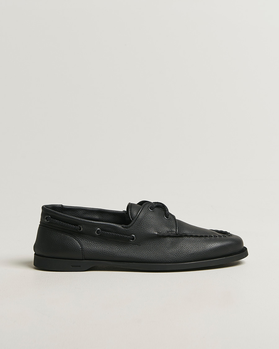 Mies | Purjehduskengät | John Lobb | Foil Boat Shoes Black Grain
