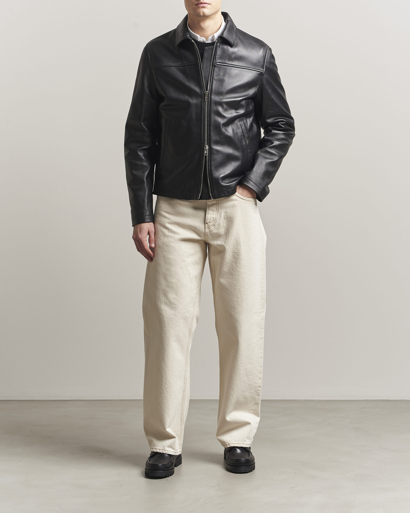 Mies | Takit | Filippa K | Leather Coach Jacket Black