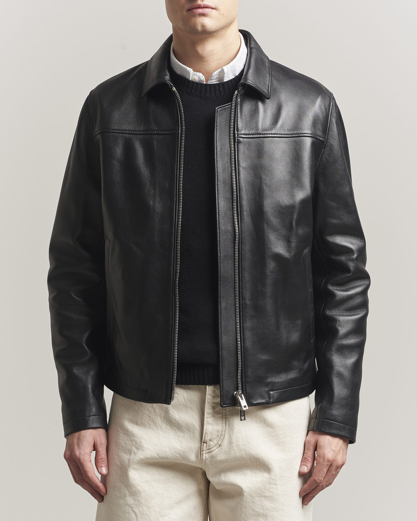 Mies | Takit | Filippa K | Leather Coach Jacket Black