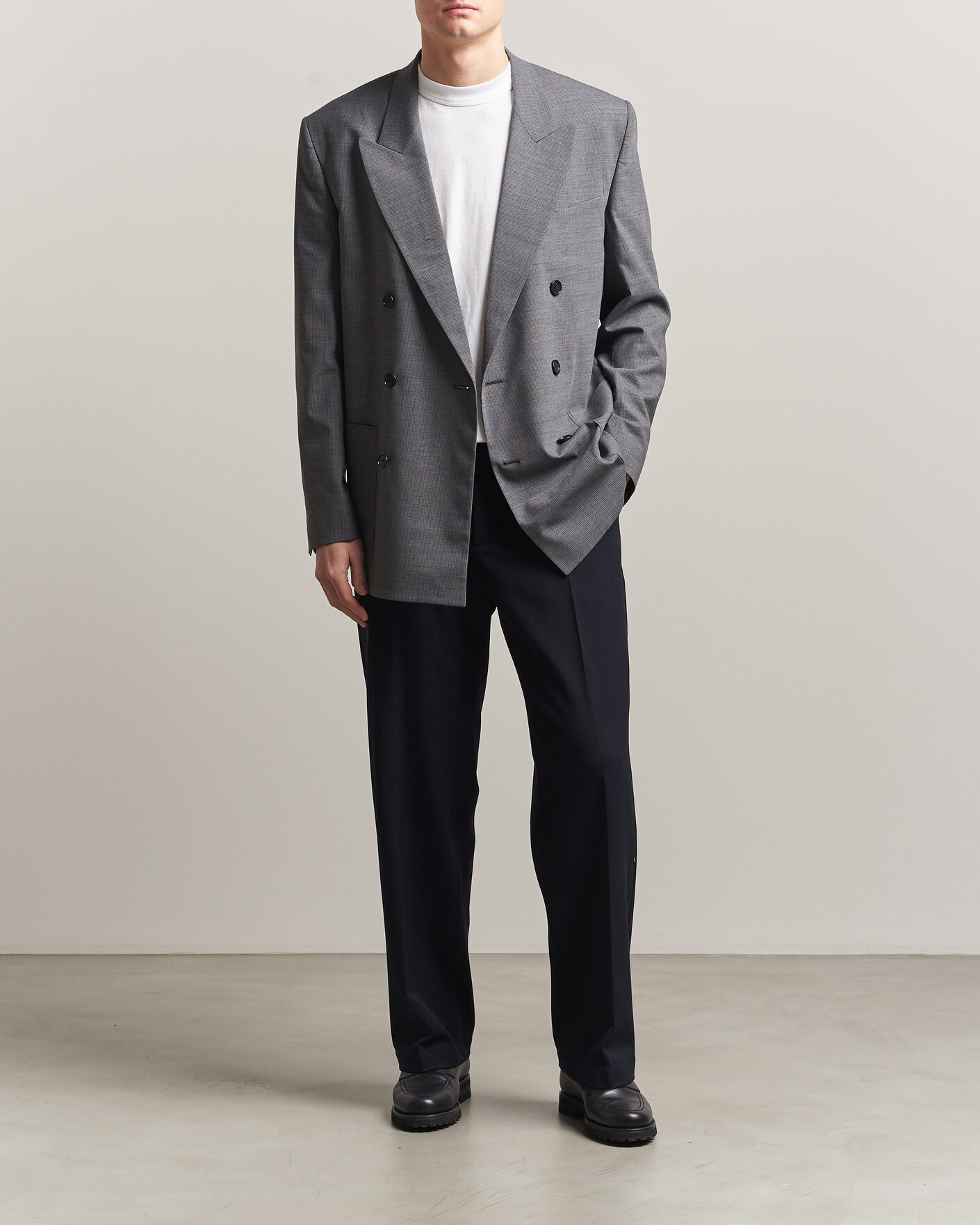 Mies | Pikkutakit | Filippa K | Michael Wool Pinstriped Double Breasted Blazer Mid Grey