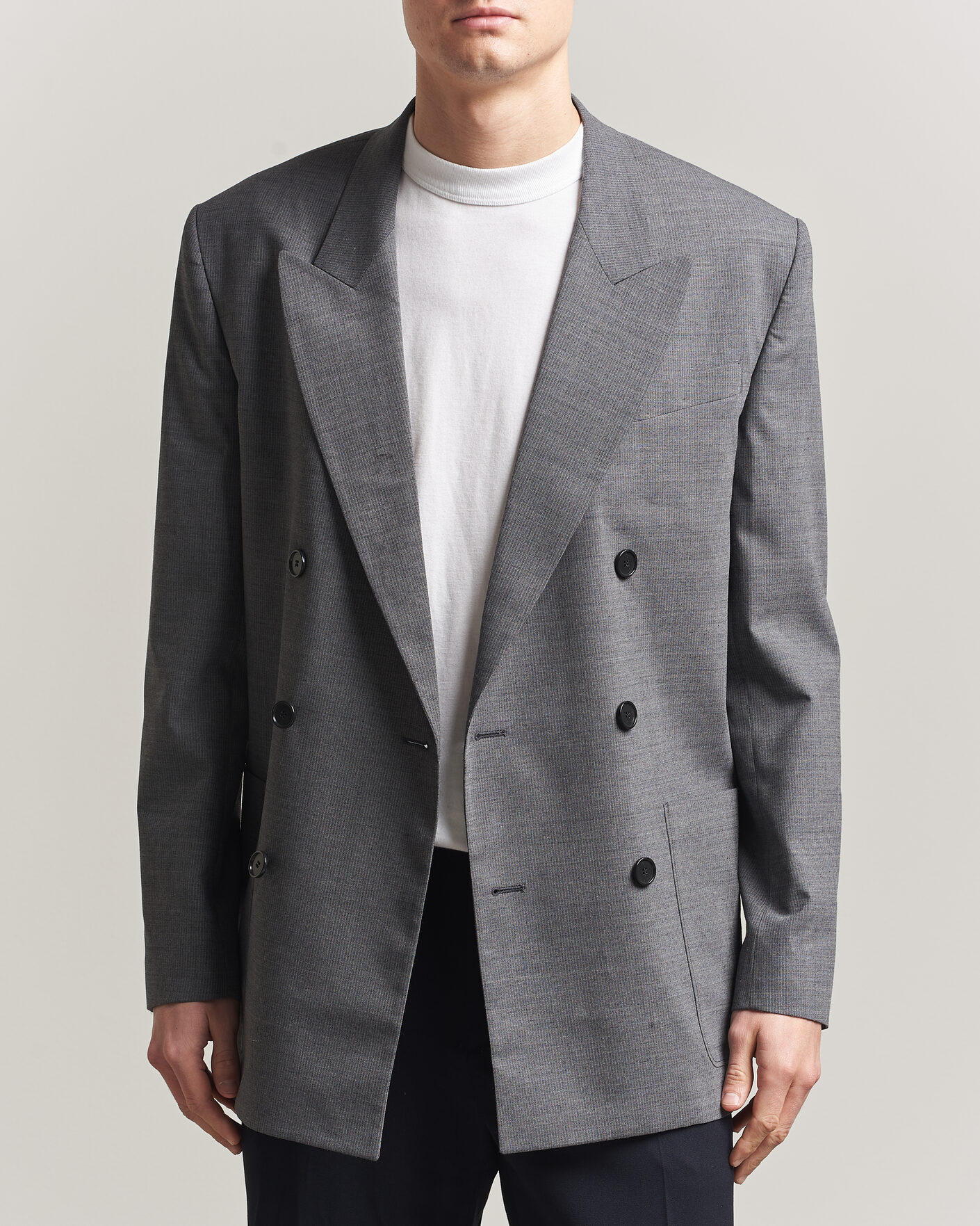 Mies | Pikkutakit | Filippa K | Michael Wool Pinstriped Double Breasted Blazer Mid Grey