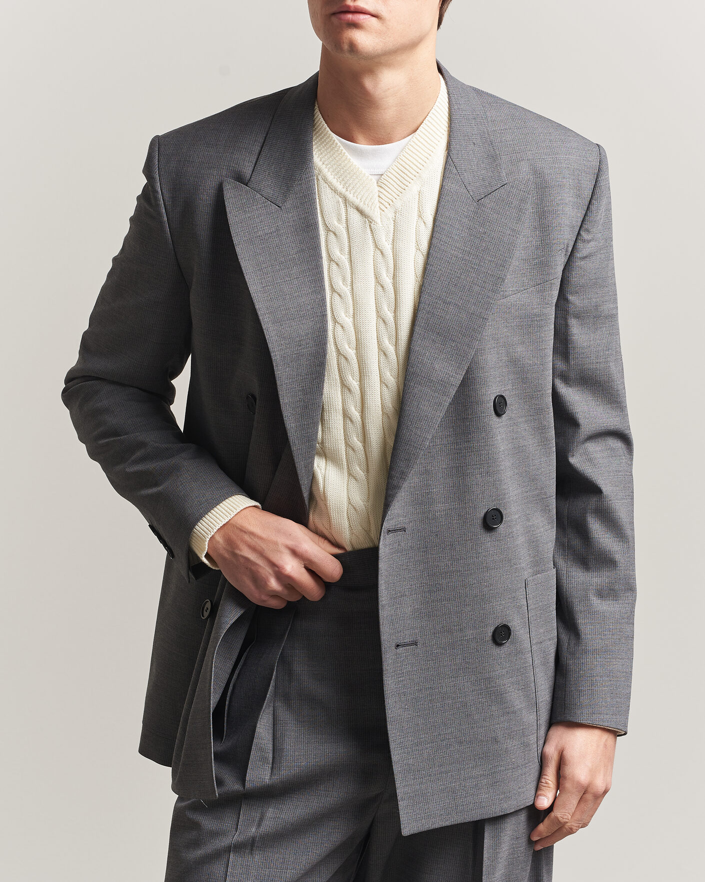 Mies | Pikkutakit | Filippa K | Michael Wool Pinstriped Double Breasted Blazer Mid Grey