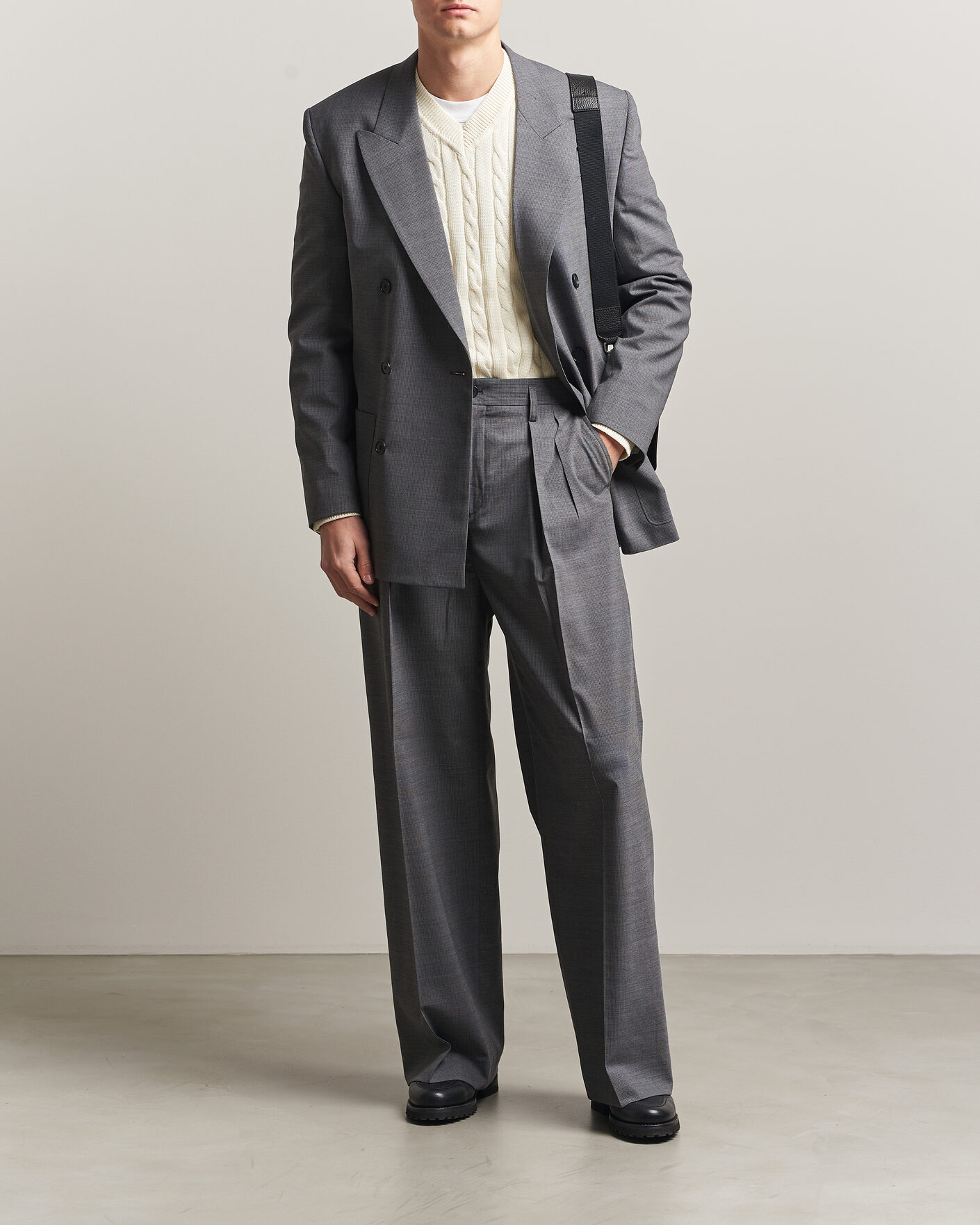 Mies | Housut | Filippa K | Milo Wide Wool Pinstriped Trousers Mid Grey