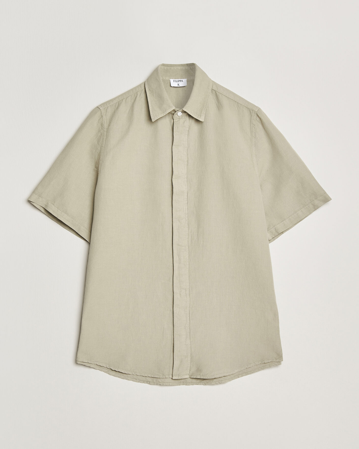 Mies | Kauluspaidat | Filippa K | Cotton/Linen Short Sleeve Shirt Light Green