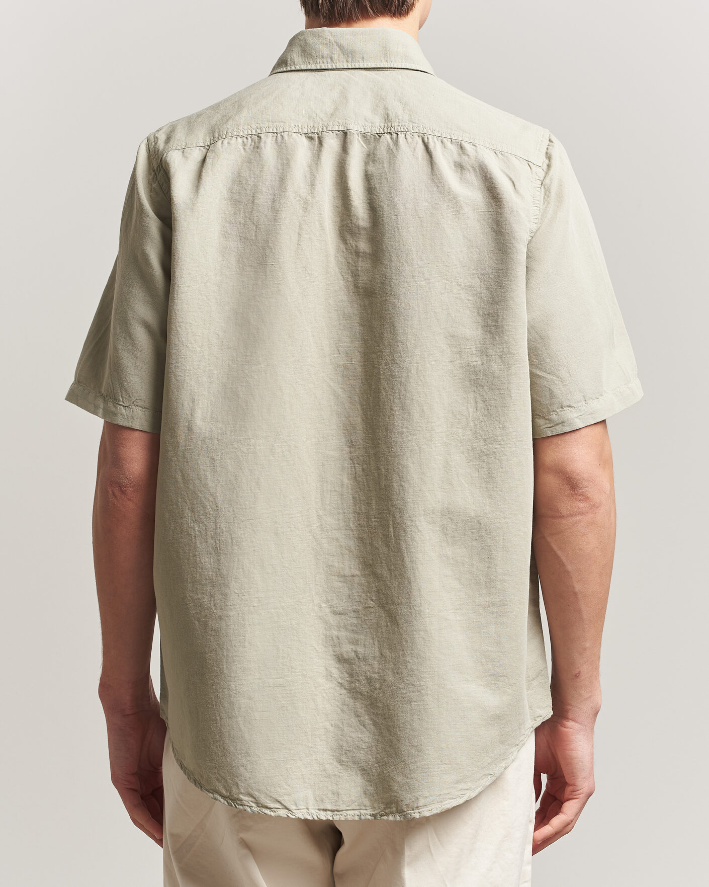 Mies | Kauluspaidat | Filippa K | Cotton/Linen Short Sleeve Shirt Light Green