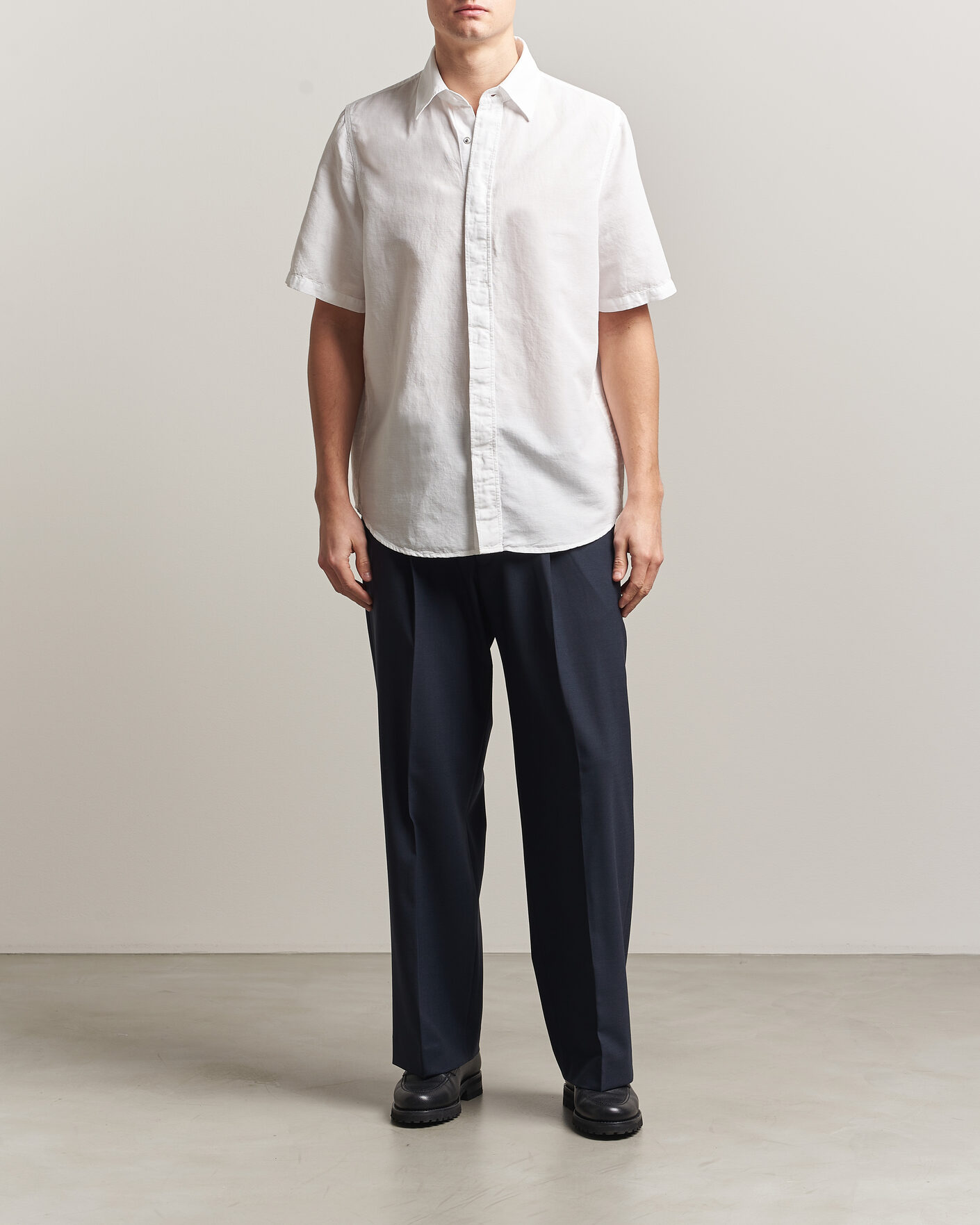 Mies | Kauluspaidat | Filippa K | Cotton/Linen Short Sleeve Shirt White