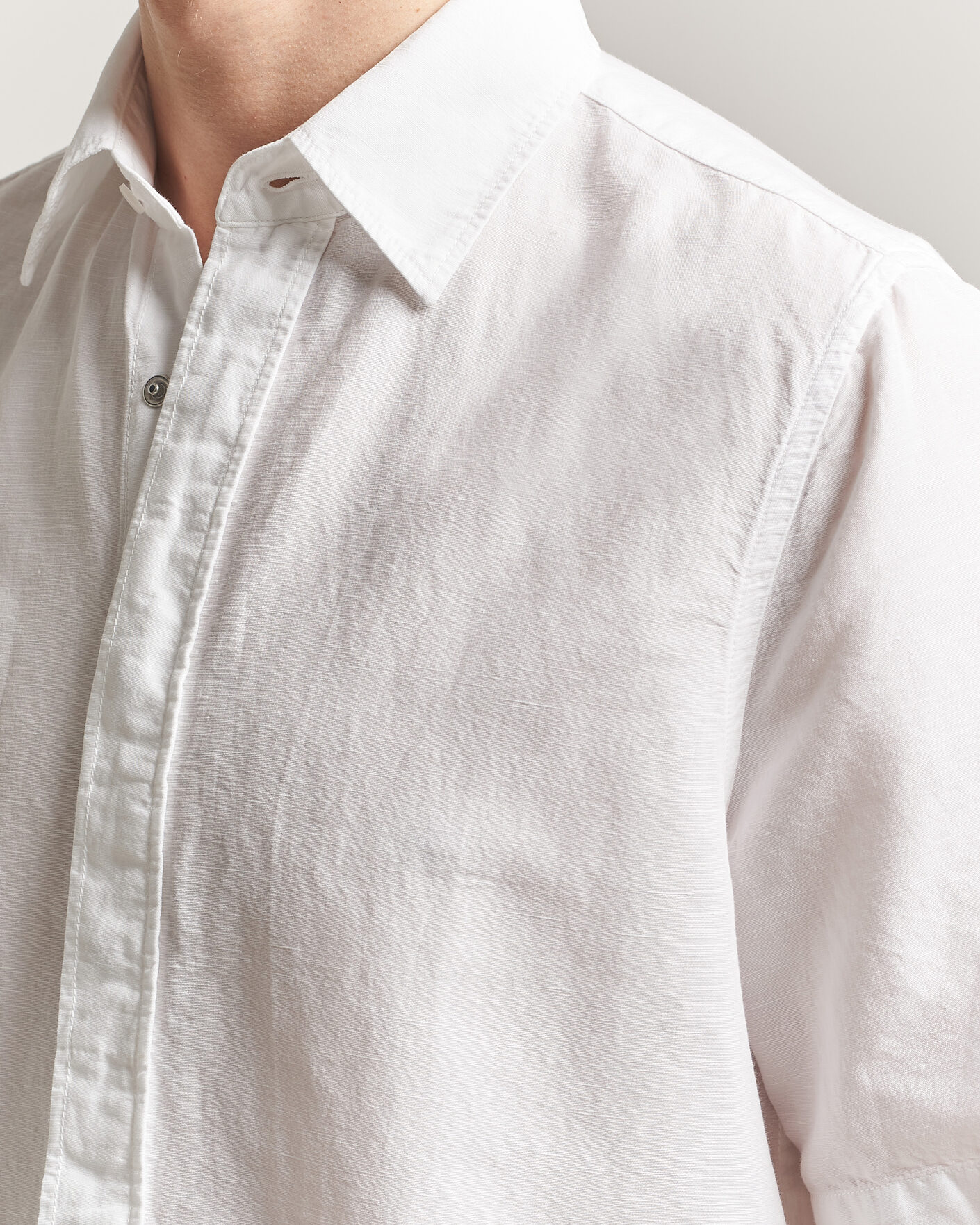 Mies | Kauluspaidat | Filippa K | Cotton/Linen Short Sleeve Shirt White