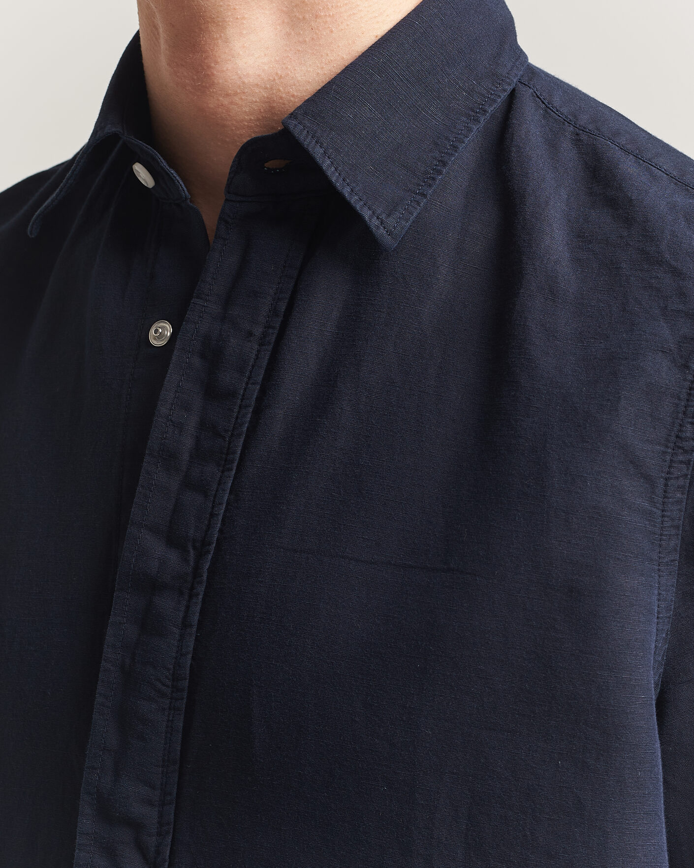 Mies | Kauluspaidat | Filippa K | Cotton/Linen Short Sleeve Shirt Navy