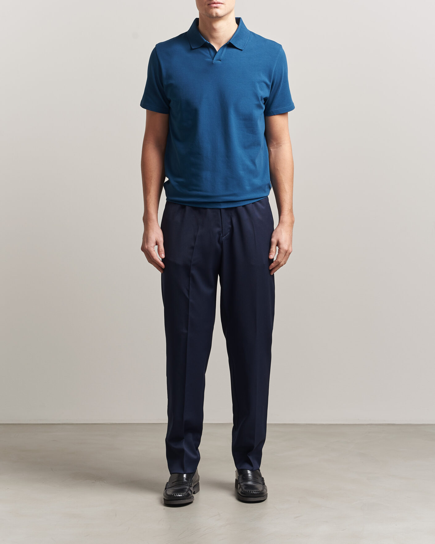 Mies | Pikeet | Filippa K | Soft Lycra Polo T-Shirt Night Teal