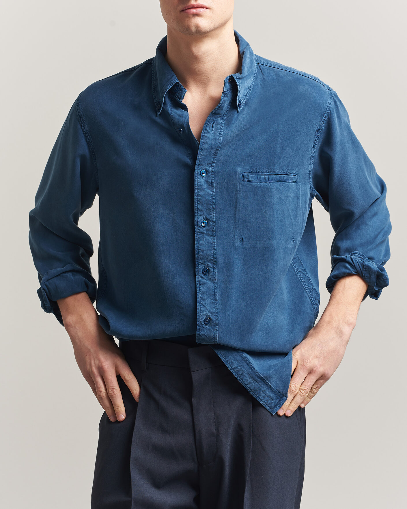 Mies | Kauluspaidat | Filippa K | Zack Lyocell Shirt Night Teal