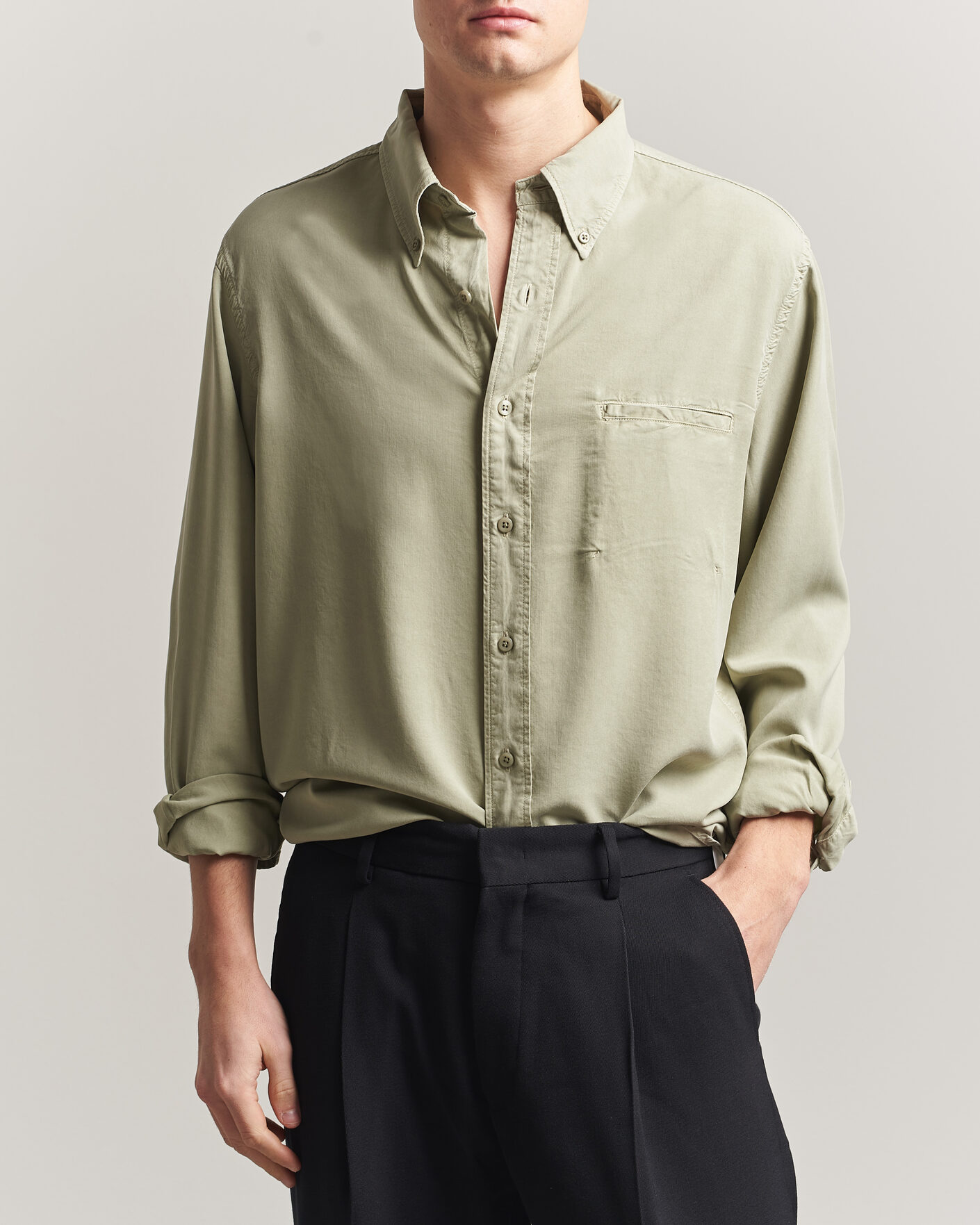 Mies | Kauluspaidat | Filippa K | Zack Lyocell Shirt Light Green