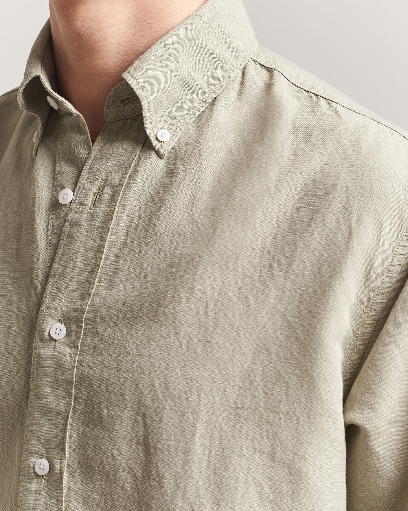 Mies | Kauluspaidat | Filippa K | Relaxed Cotton/Linen Shirt Light Green