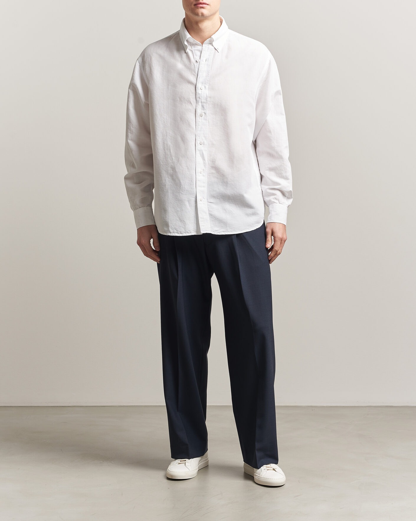 Mies | Kauluspaidat | Filippa K | Relaxed Cotton/Linen Shirt White