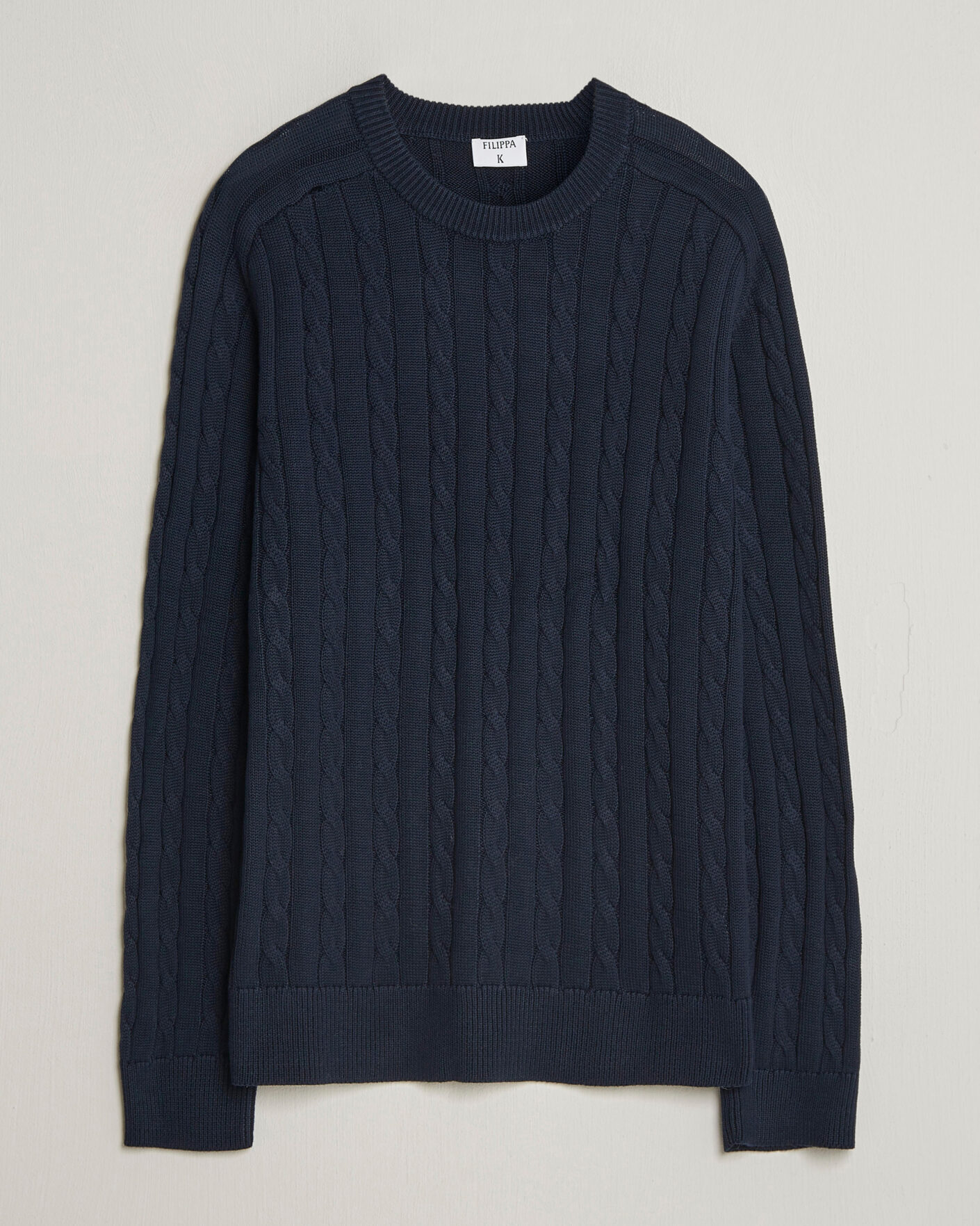 Mies | Puserot | Filippa K | Cotton Cable Crew Neck Sweater Navy