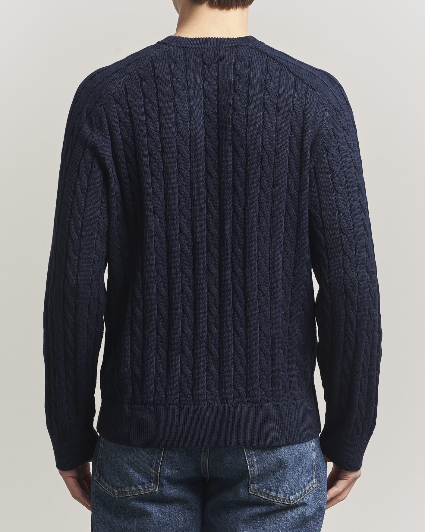 Mies | Puserot | Filippa K | Cotton Cable Crew Neck Sweater Navy