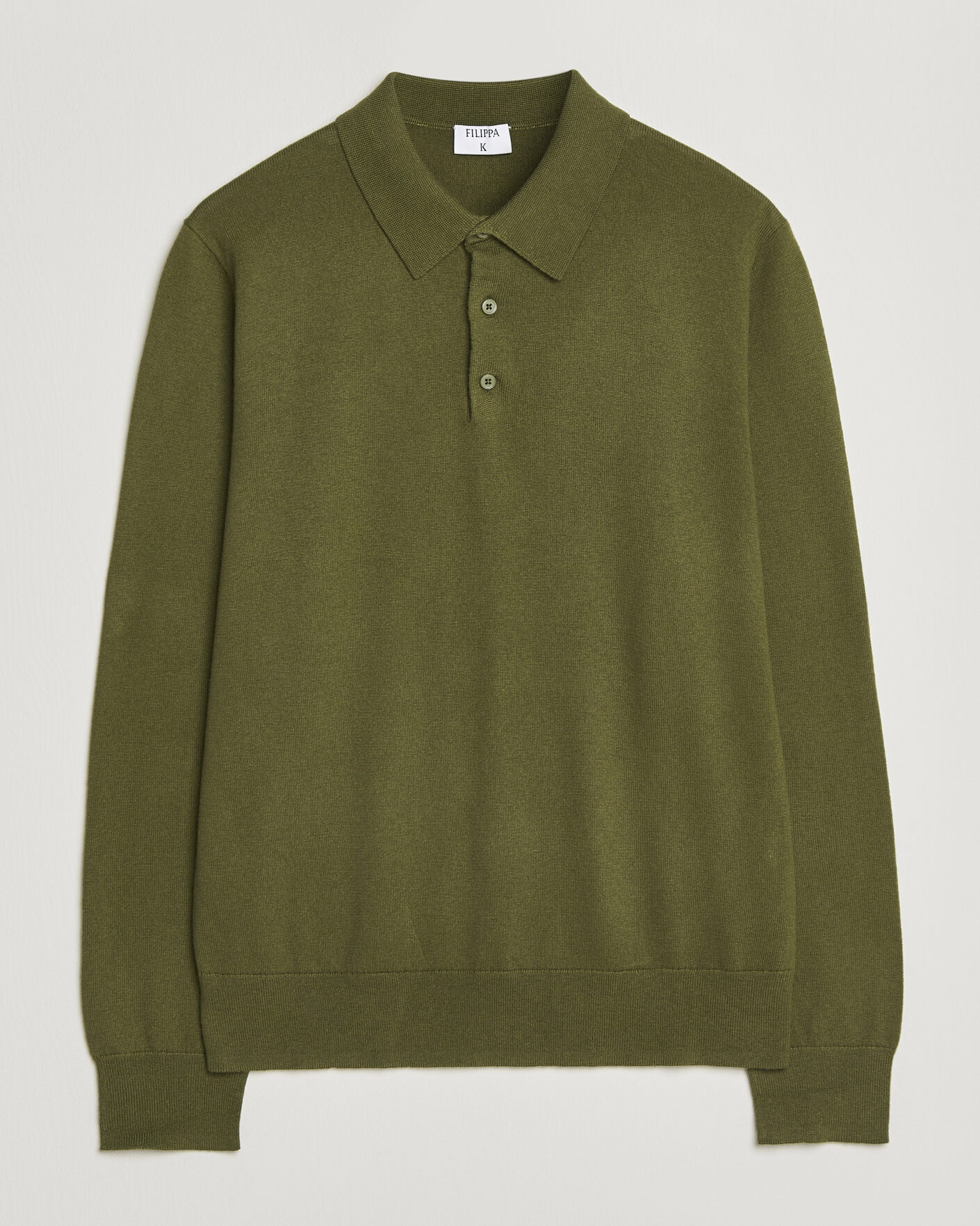 Mies | Puserot | Filippa K | Knitted Polo Shirt Laurel Green