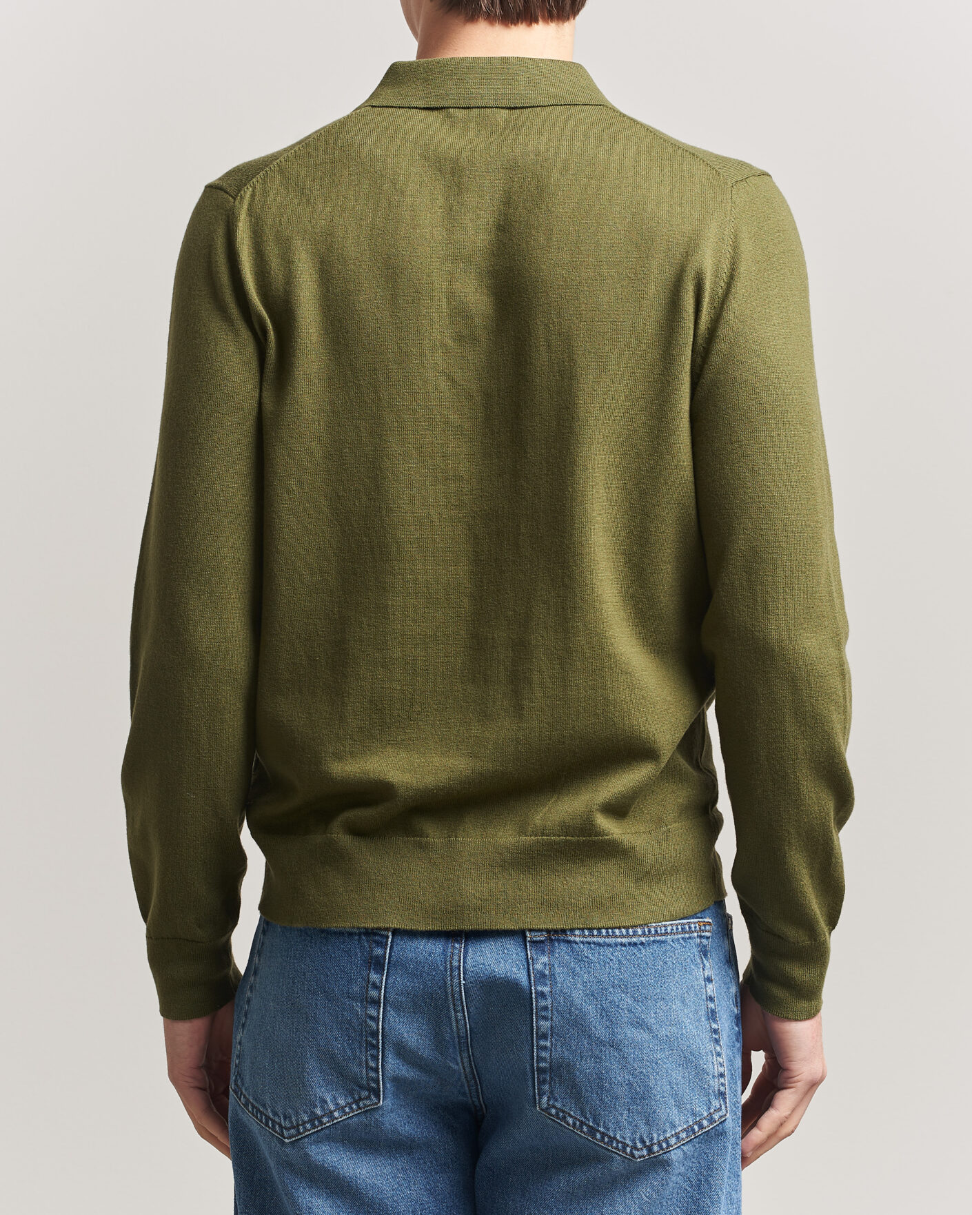 Mies | Puserot | Filippa K | Knitted Polo Shirt Laurel Green