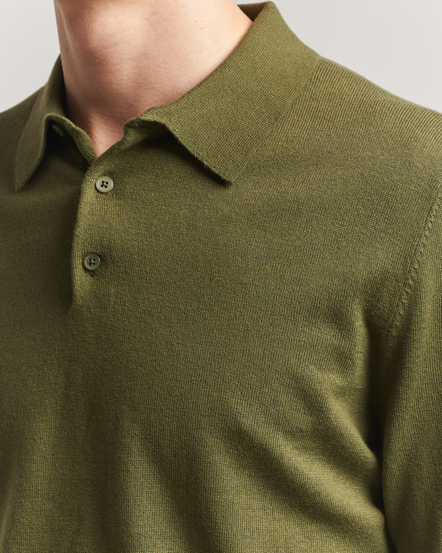 Mies | Puserot | Filippa K | Knitted Polo Shirt Laurel Green