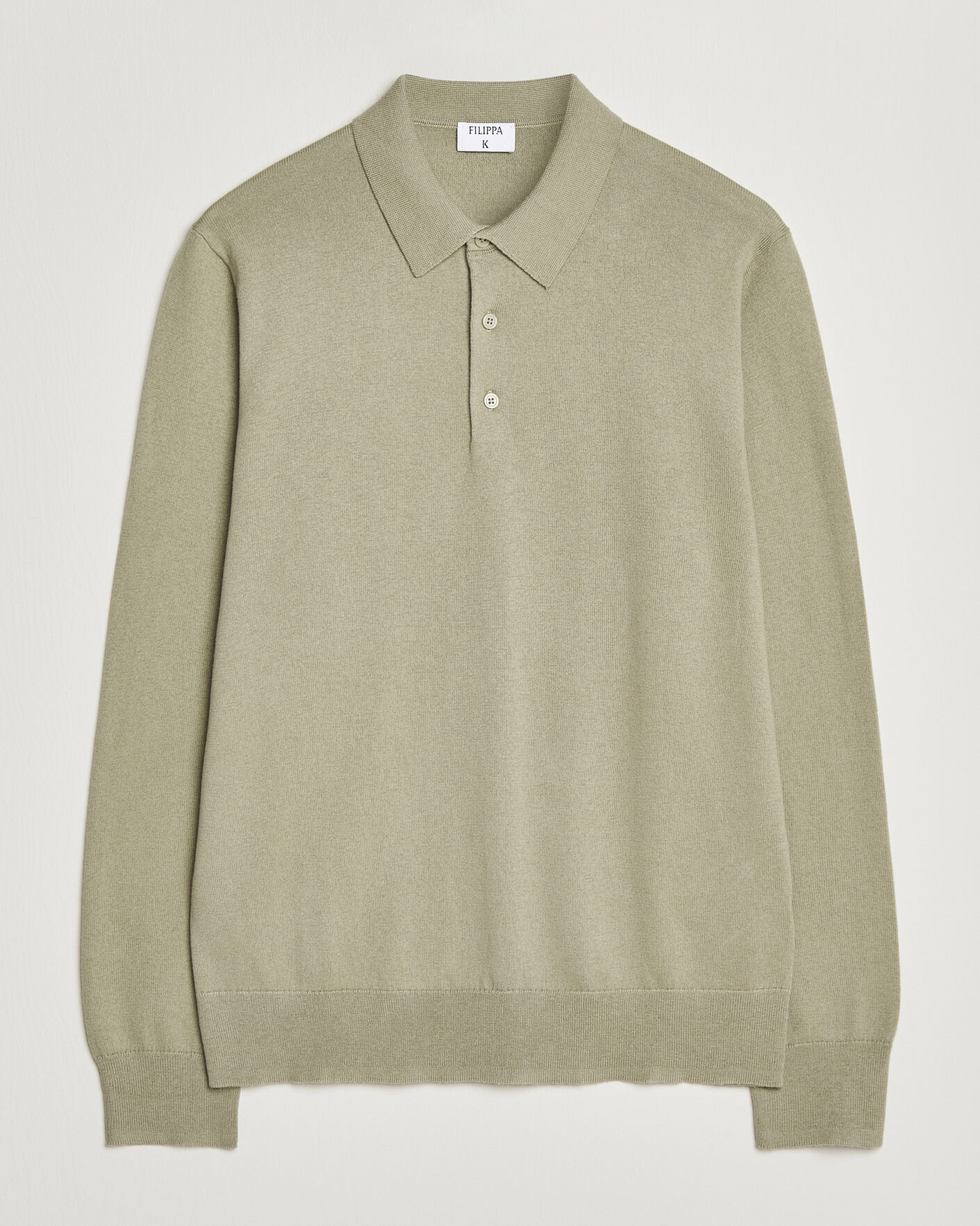 Mies | Puserot | Filippa K | Knitted Polo Shirt Light Green