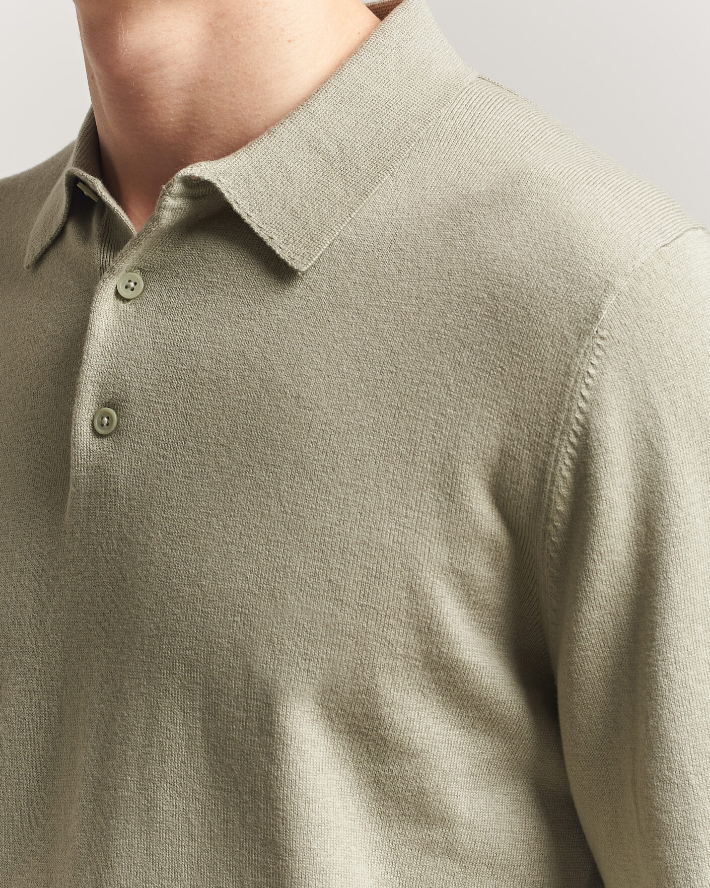 Mies | Puserot | Filippa K | Knitted Polo Shirt Light Green