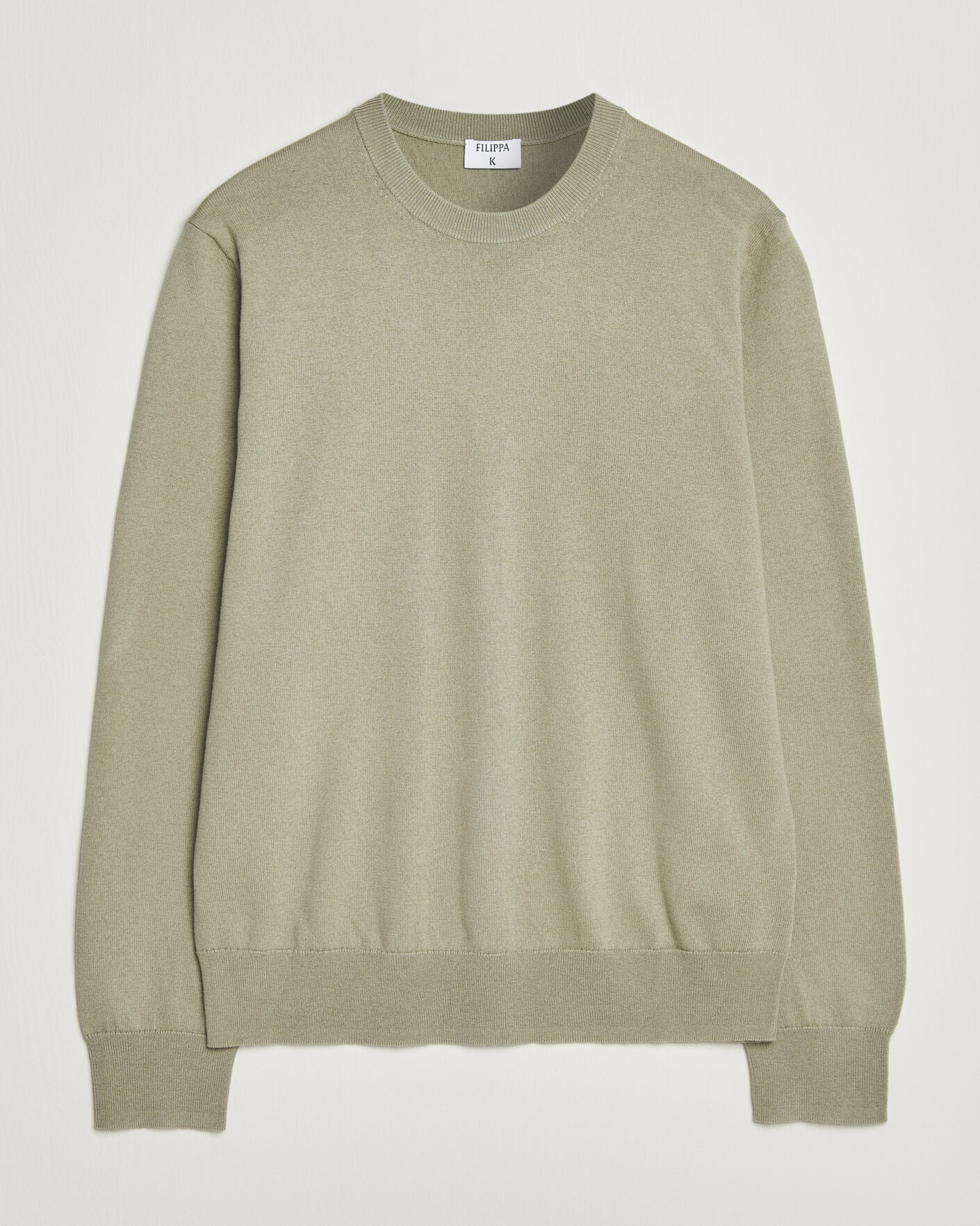 Mies | Puserot | Filippa K | Cotton Merino Knitted Sweater Light Green