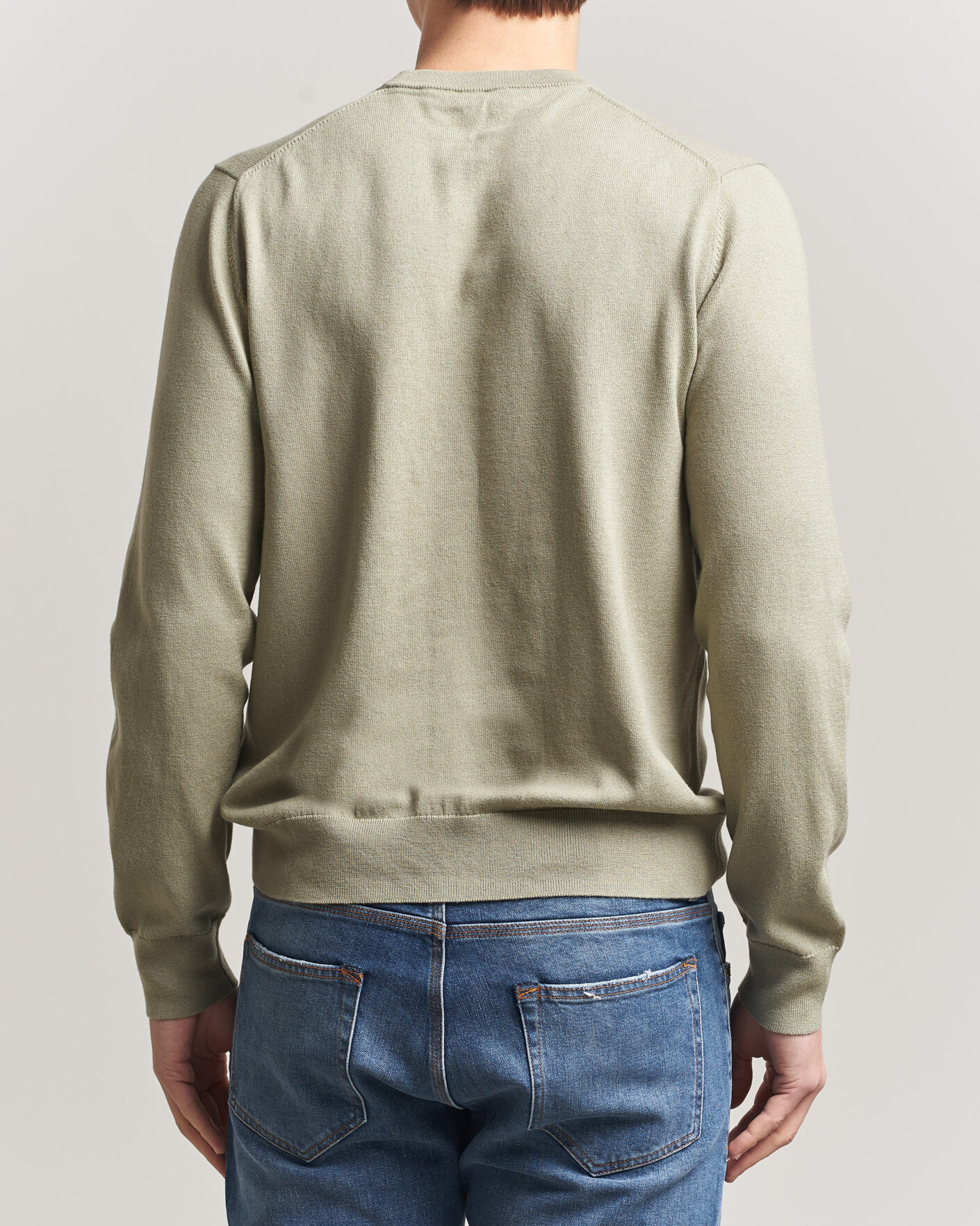 Mies | Puserot | Filippa K | Cotton Merino Knitted Sweater Light Green