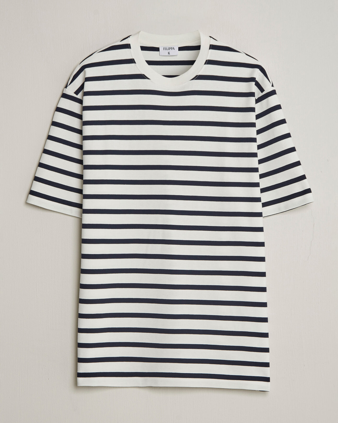 Mies | T-paidat | Filippa K | Striped Crew Neck T-Shirt White/Navy