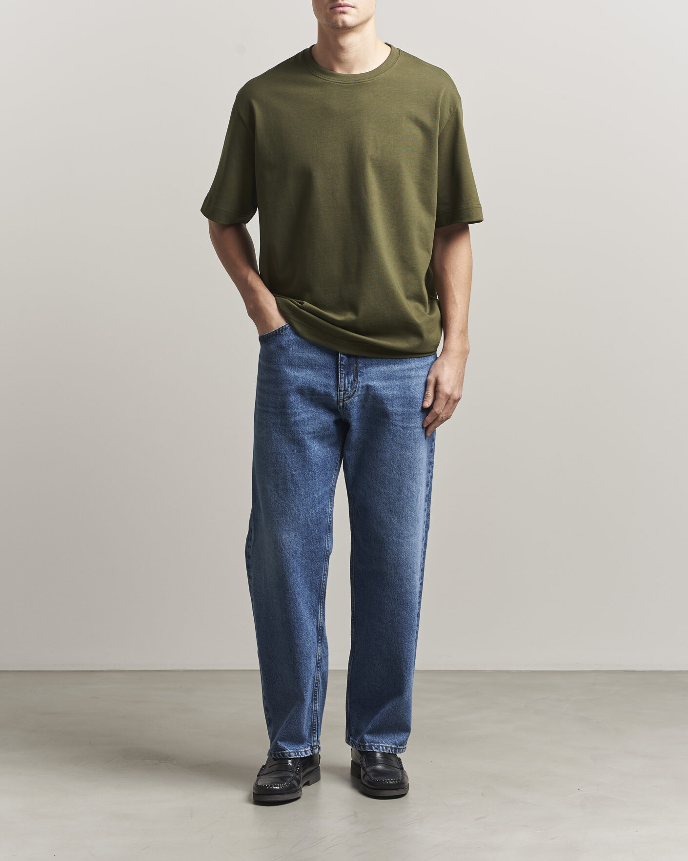 Mies | T-paidat | Filippa K | Heavy Cotton Crew Neck T-Shirt Midnight Green