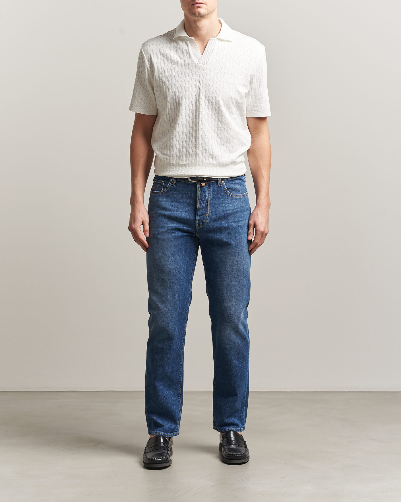 Mies | Farkut | Jacob Cohën | Edos Regular Straight Fit Stretch Jeans Mid Blue