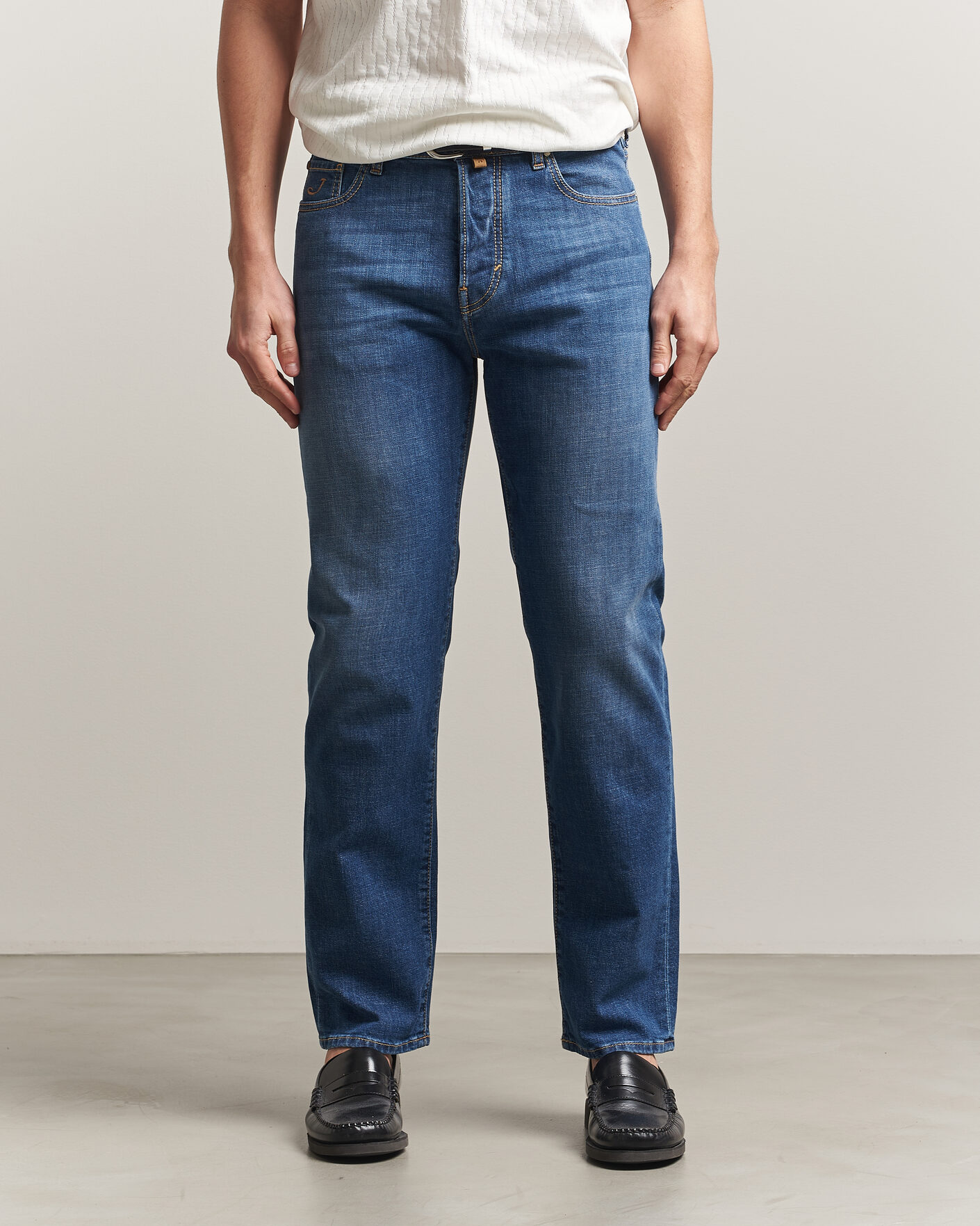 Mies | Housut | Jacob Cohën | Edos Regular Straight Fit Stretch Jeans Mid Blue