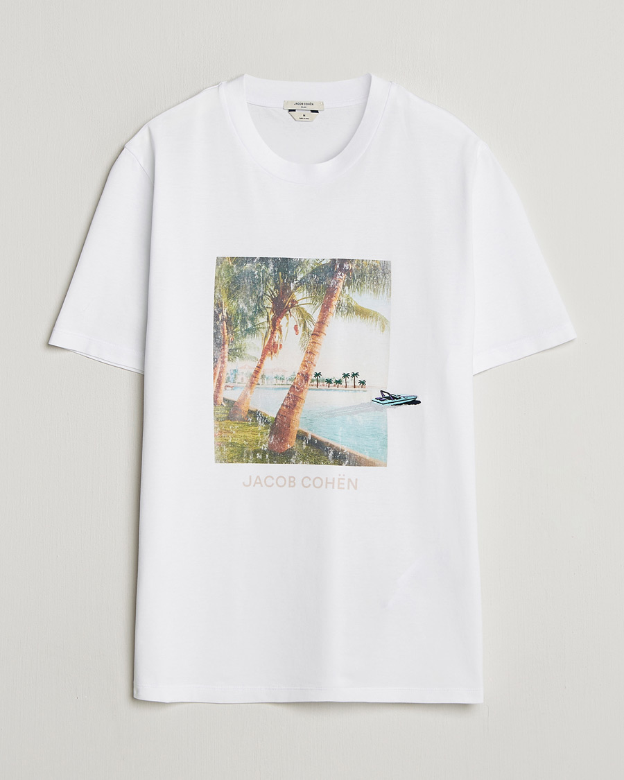 Mies | T-paidat | Jacob Cohën | Cotton Logo T-Shirt White