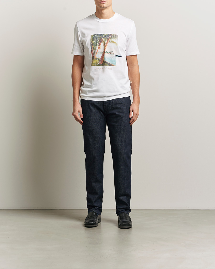 Mies | T-paidat | Jacob Cohën | Cotton Logo T-Shirt White
