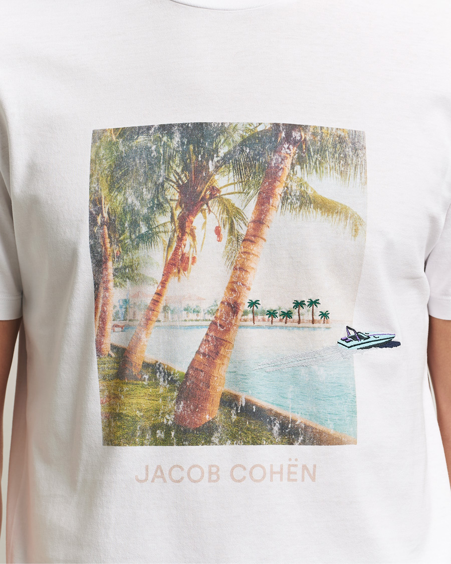 Mies | T-paidat | Jacob Cohën | Cotton Logo T-Shirt White
