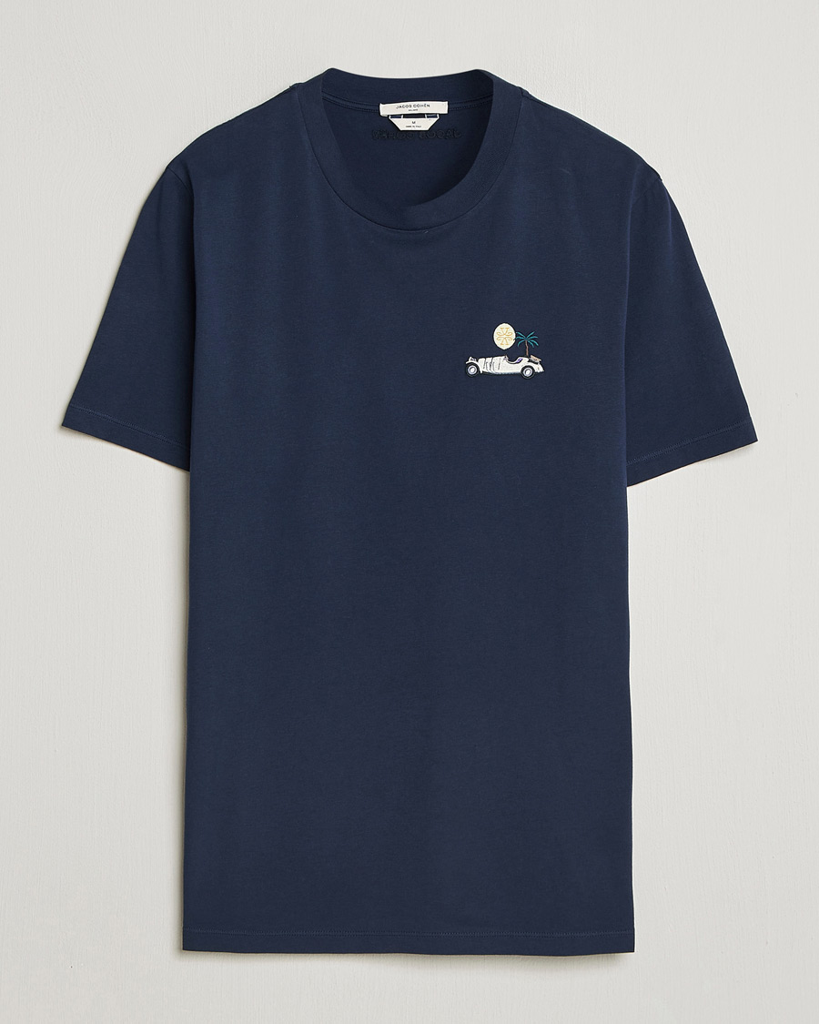 Mies | T-paidat | Jacob Cohën | Cotton Logo T-Shirt Navy