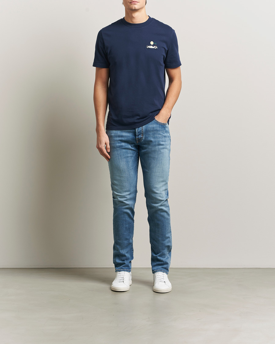 Mies | T-paidat | Jacob Cohën | Cotton Logo T-Shirt Navy