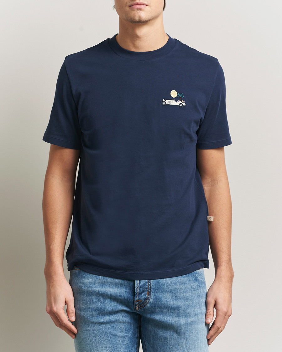 Mies | T-paidat | Jacob Cohën | Cotton Logo T-Shirt Navy