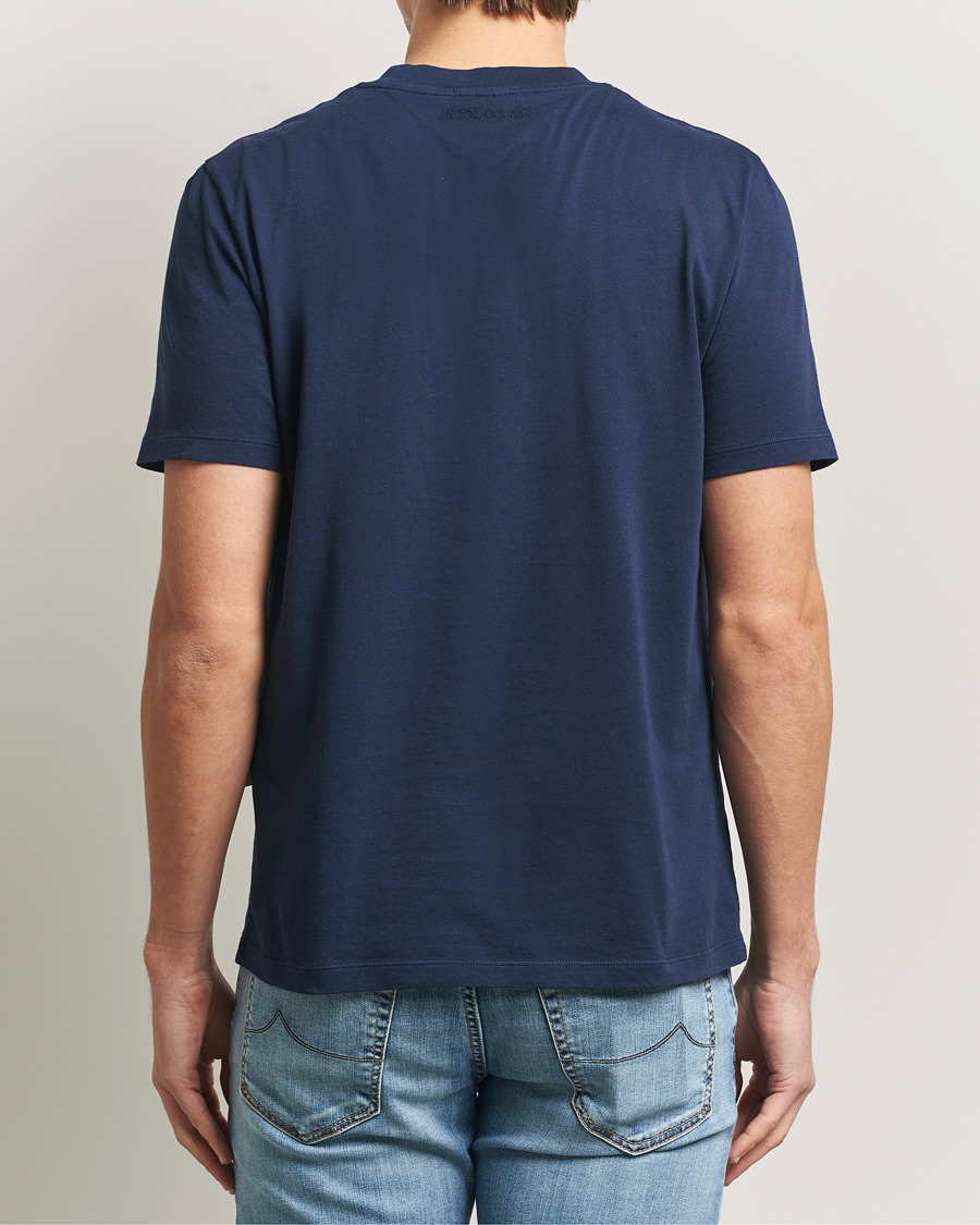 Mies | T-paidat | Jacob Cohën | Cotton Logo T-Shirt Navy