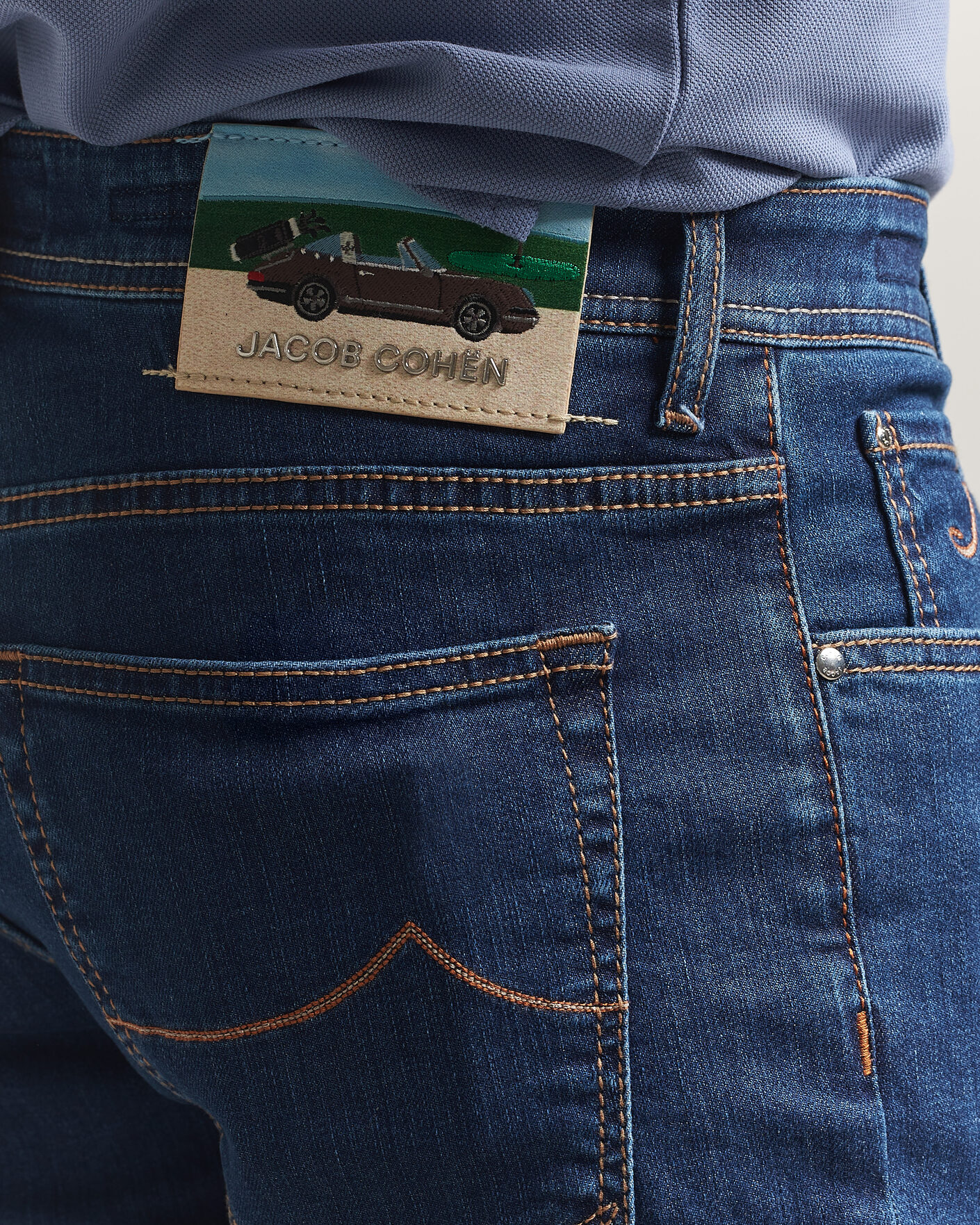 Mies | Farkut | Jacob Cohën | Bard Slim Fit Stretch Porsche Patch Jeans Dark Blue
