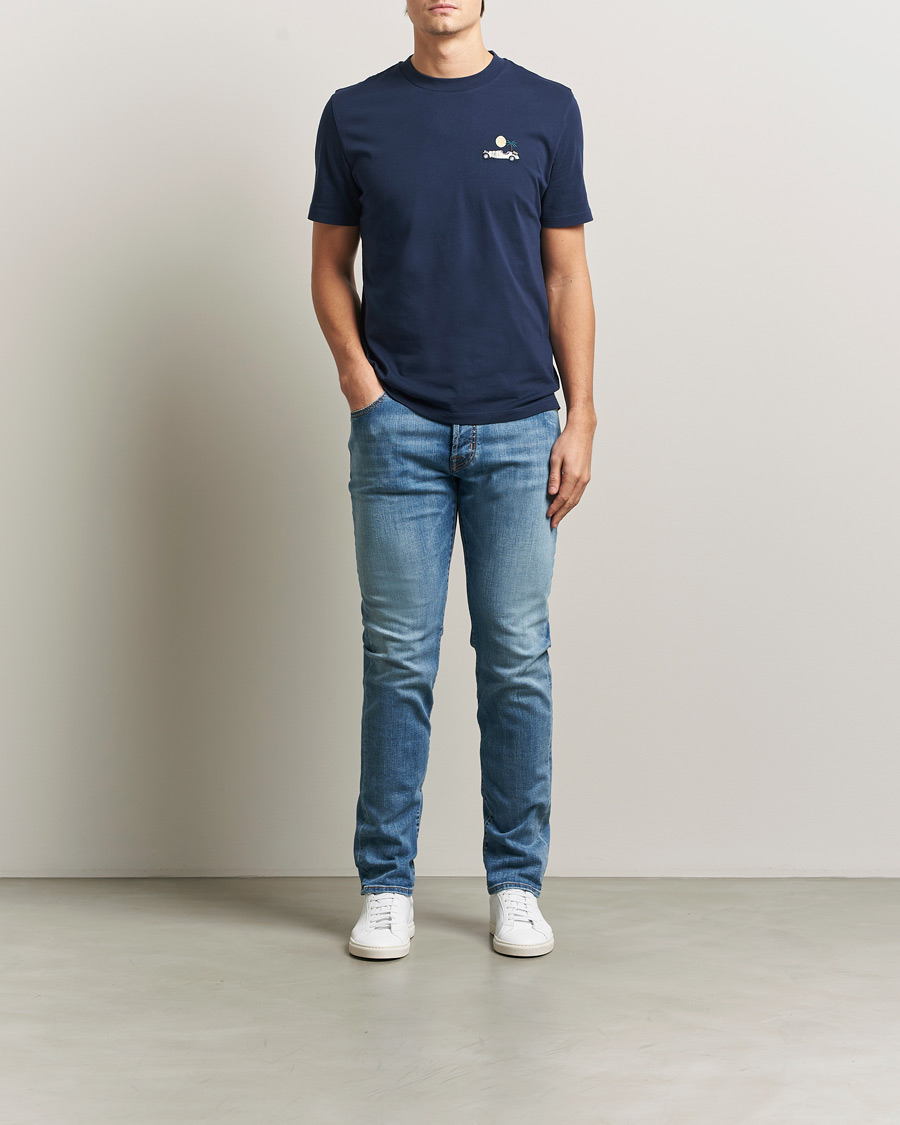 Mies | Farkut | Jacob Cohën | Bard Slim Fit Stretch Porsche Patch Jeans Mid Blue