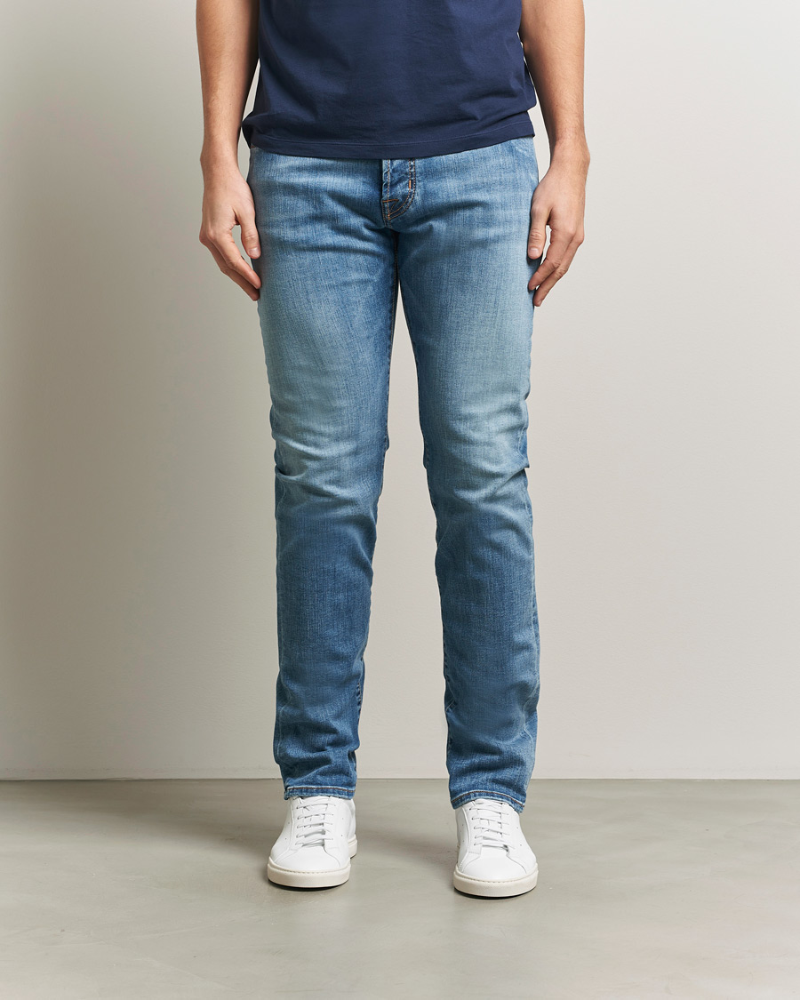 Mies | Housut | Jacob Cohën | Bard Slim Fit Stretch Porsche Patch Jeans Mid Blue