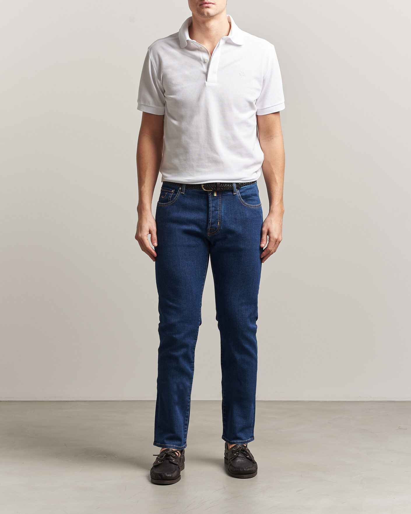 Mies | Pikeet | Jacob Cohën | Cotton Polo Piquet Optical White