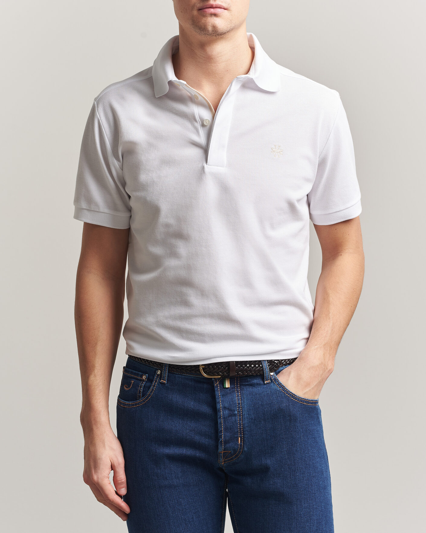 Mies | Pikeet | Jacob Cohën | Cotton Polo Piquet Optical White