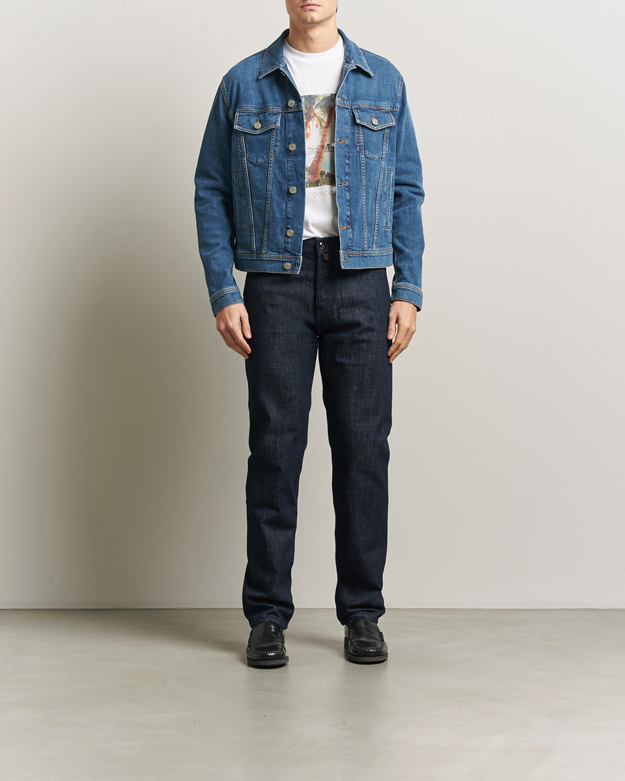 Mies | Takit | Jacob Cohën | Denim Trucker Jacket Mid Blue